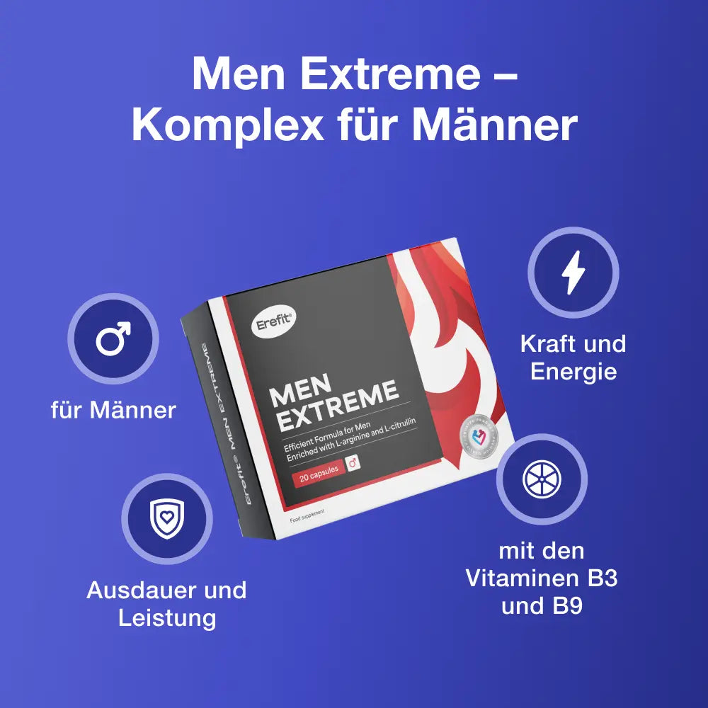 Erefit | Men Extreme Komplex für Männer – Alternative zu Viagra und Kamagra - 20 Kapseln