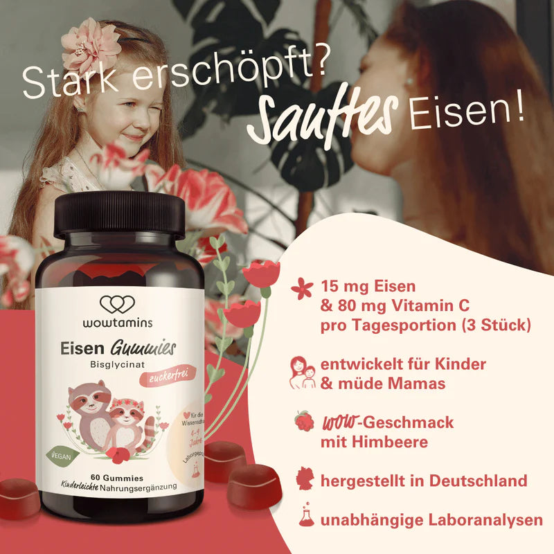 WOWTAMINS I Eisen Gummies mit Bisglycinat + Vitamin C