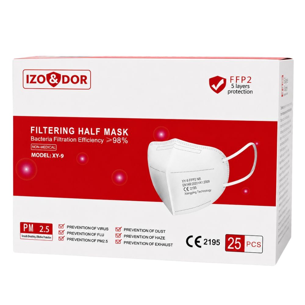 IZO&DOR | FFP2 NR Atemschutzmaske - CE-zertifiziert - EN149 - 5-lagig - Mixpackung – 8 Stück (1 pro Farbe)