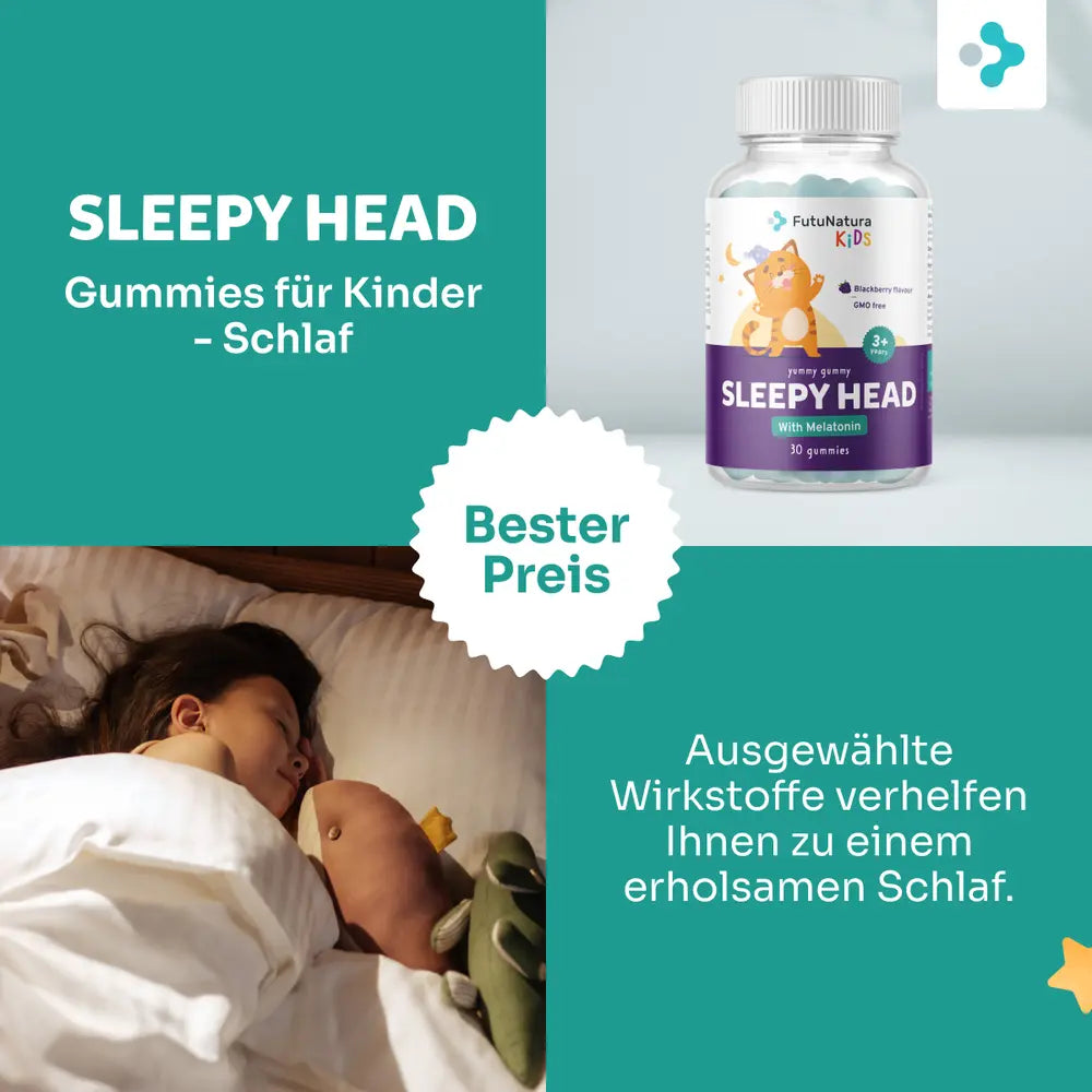 FutuNatura | Sleepy head - Melatonin für besseren Schlaf - 30 Gummibonbons