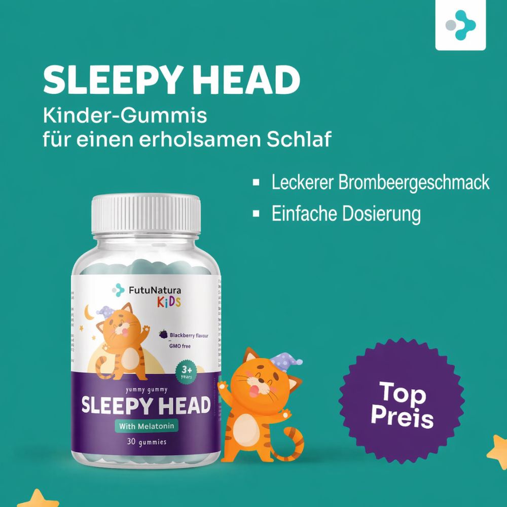 FutuNatura | Sleepy head - Melatonin für besseren Schlaf - 30 Gummibonbons