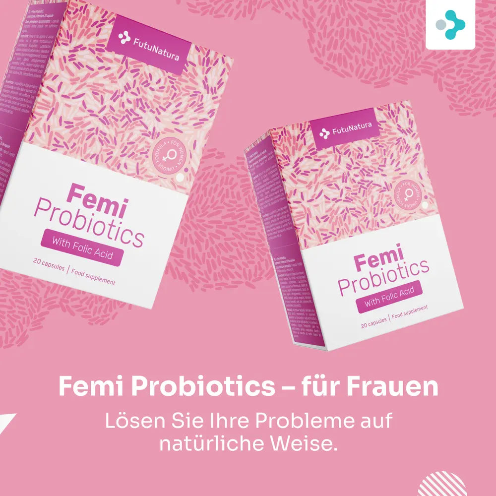 FutuNatura | Femi Probiotics mit Zusatz von Vitamin B9 – Folsäure – für Frauen - 20 Kapseln