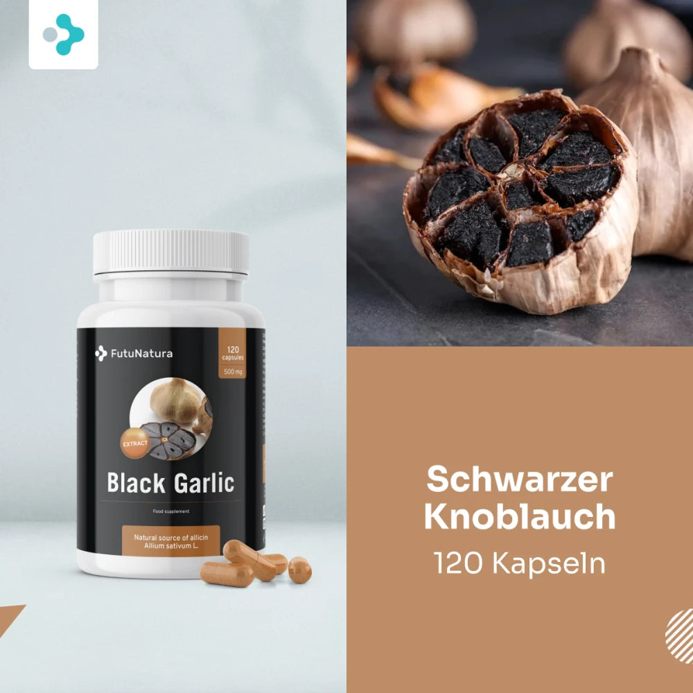 FutuNatura | Schwarzer Knoblauch 500 mg - Immunität und Blutkreislauf - 120 Kapseln