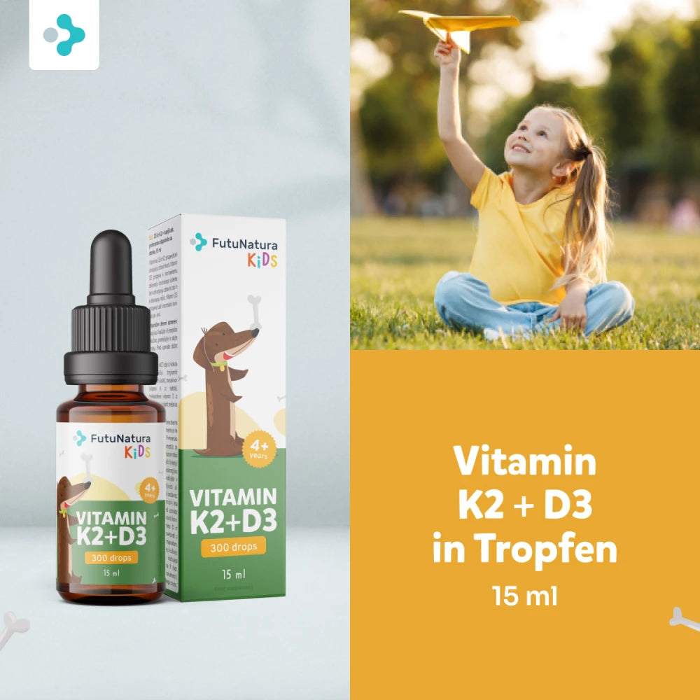 FutuNatura | Vitamin K2 + D3 Tropfen für Kinder - 15 ml