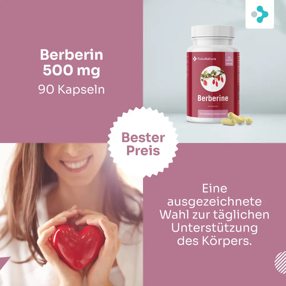 FutuNatura | Berberin 500 mg für Blutzuckerkontrolle - 90 Kapseln