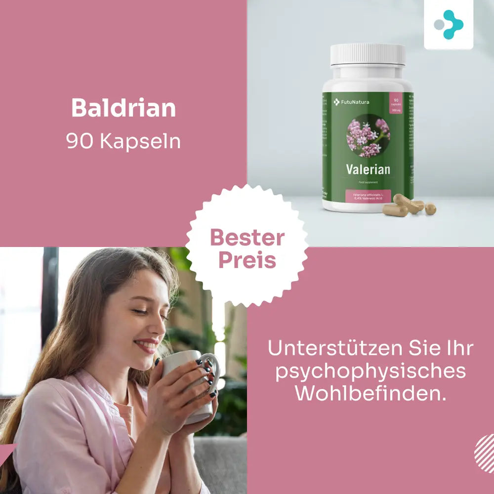 FutuNatura Baldrian zur natürlichen Schlafunterstützung - 90 Kapseln