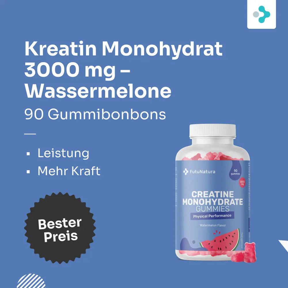 FutuNatura | Kreatin Monohydrat 3000 mg – Wassermelone - 90 Gummibonbons