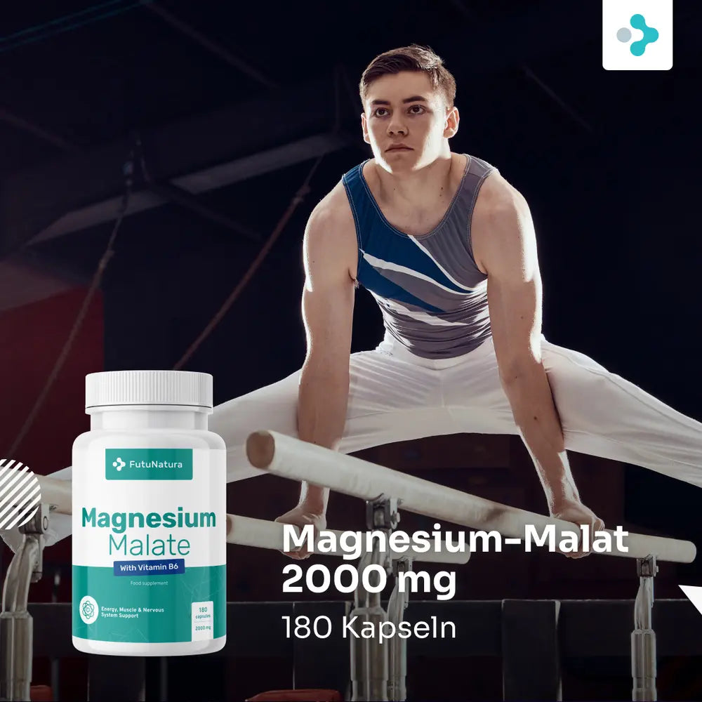 FutuNatura | Magnesium-Malat 2000 mg + Vitamin B6 - 180 Kapseln