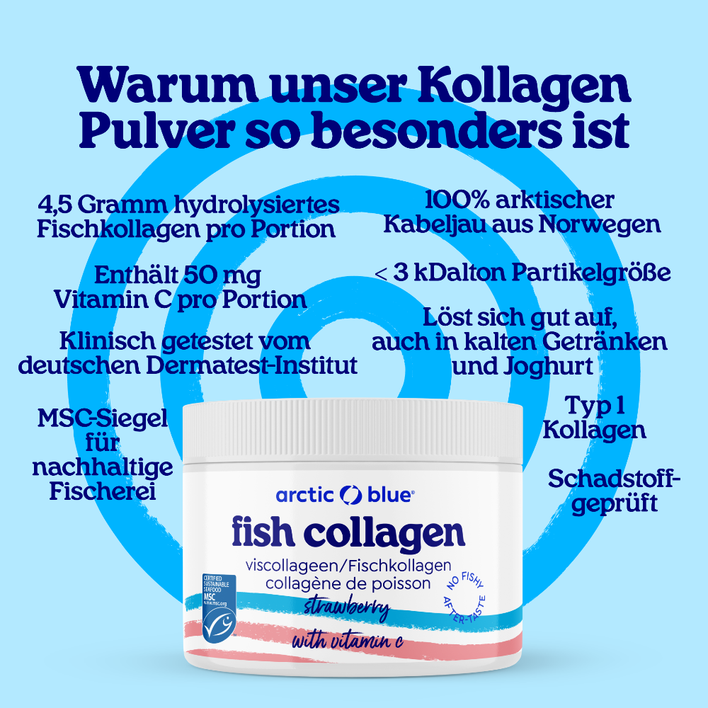 Arctic Blue | Fischkollagen-Pulver Erdbeere - 150g