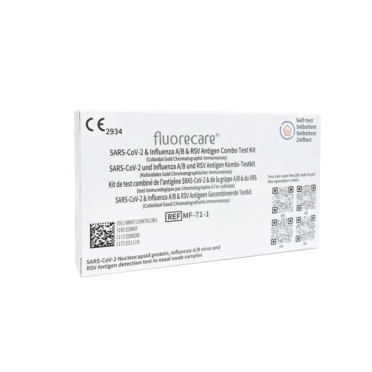 fluorecare® 4in1 SARS-CoV-2, Influenza A/B & RSV Combo-Schnelltest - langes MHD 09/27