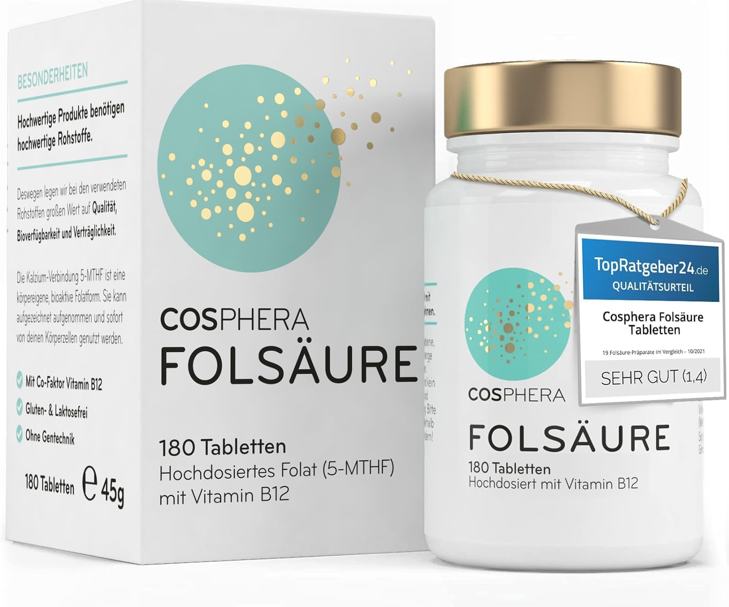 Cosphera | Folsäure Tabletten für Schwangere - 180 Stück