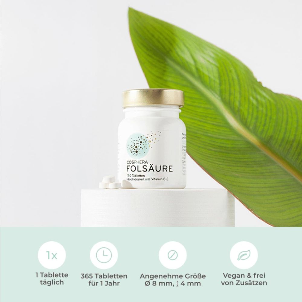 Cosphera | Folsäure Tabletten für Schwangere - 180 Stück