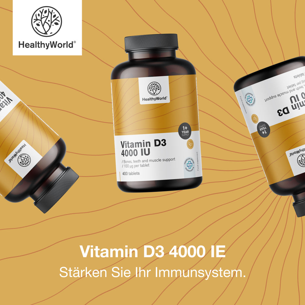 HealthyWorld | Vitamin D3 4000 IE für gestärktes Immunsystem - 400 Tabletten