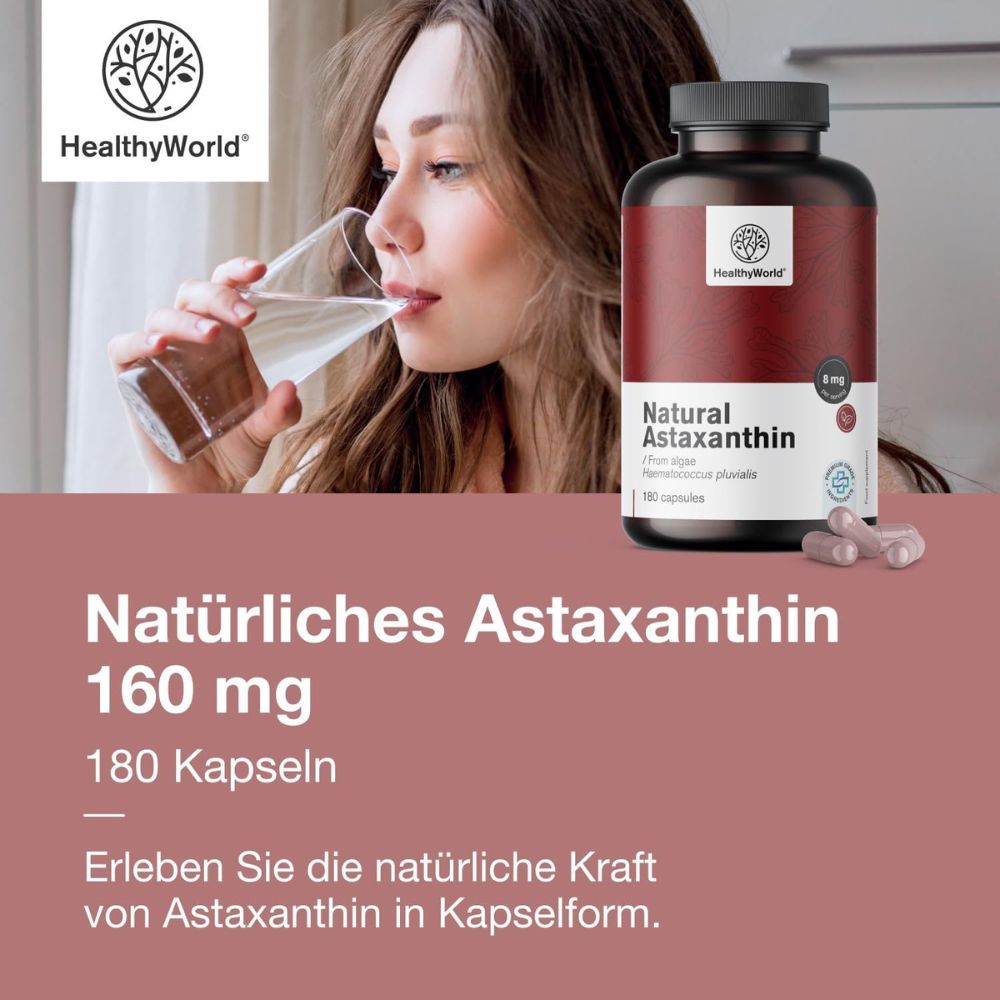 HealthyWorld | Natürliches Astaxanthin 160 mg - 180 Kapseln