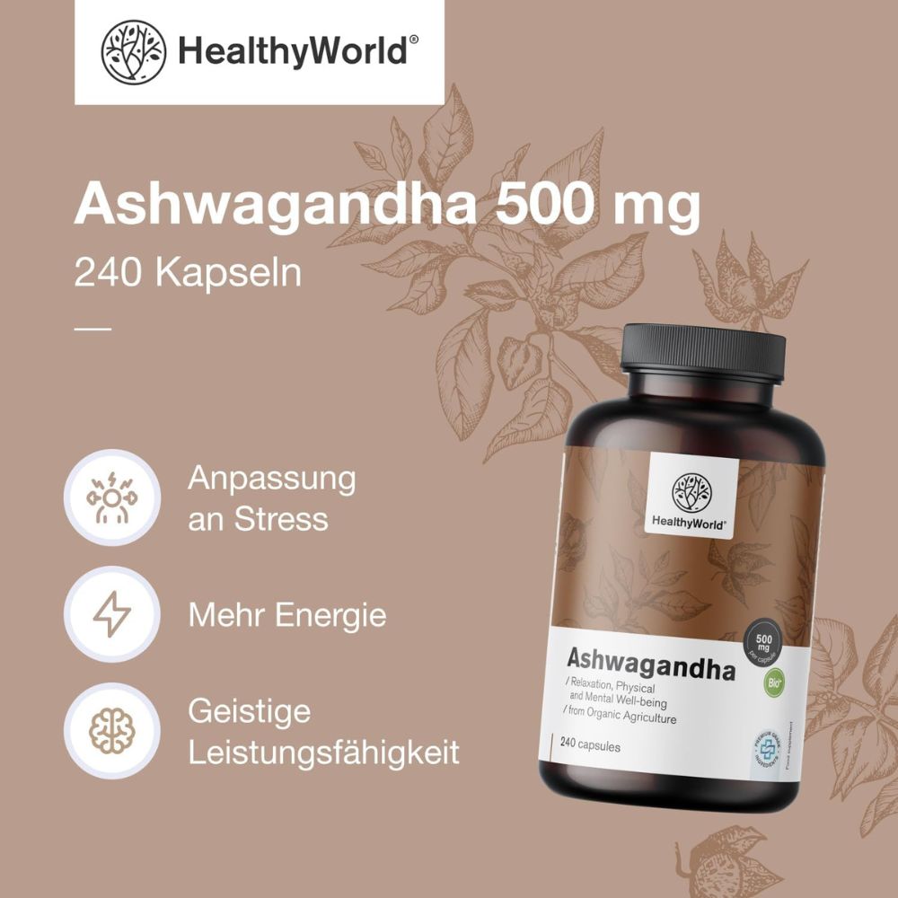 HealthyWorld | Ashwagandha 500 mg - 240 Kapseln