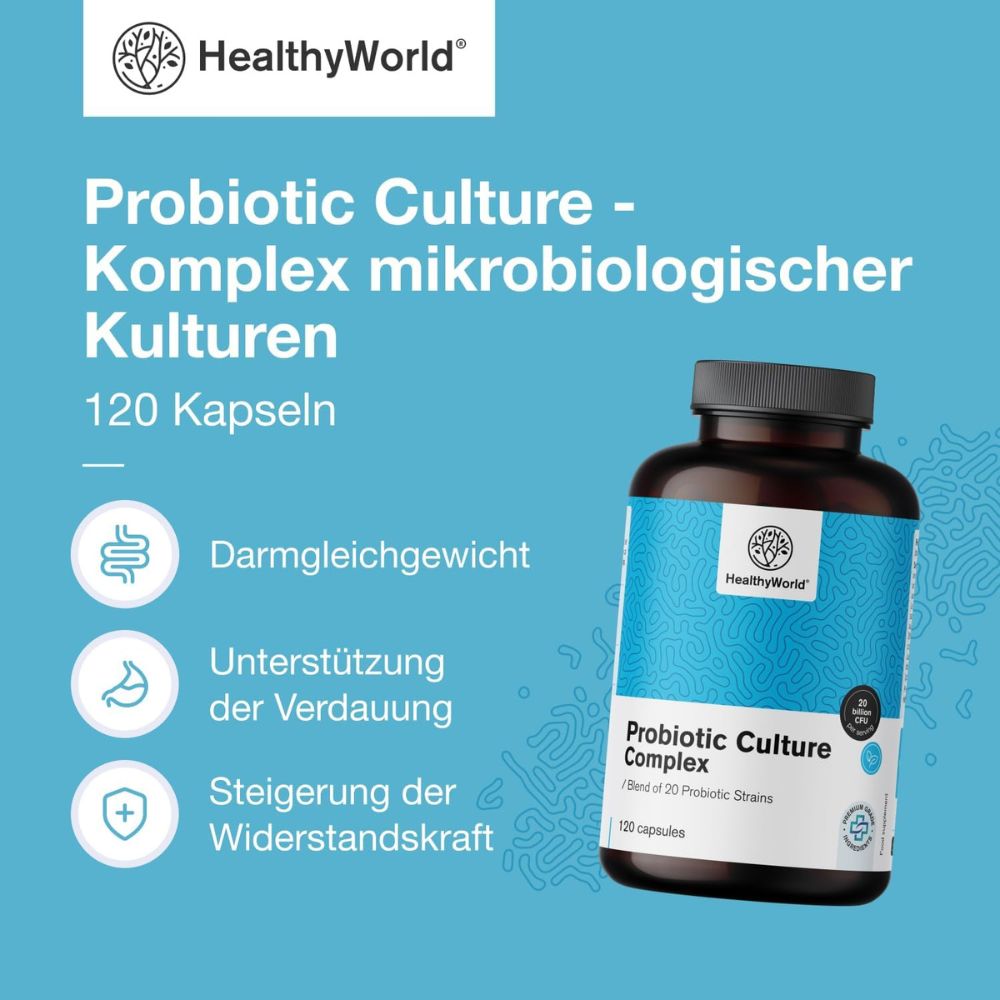HealthyWorld | Probiotic Culture - Komplex mikrobiologischer Kulturen - 120 Kapseln