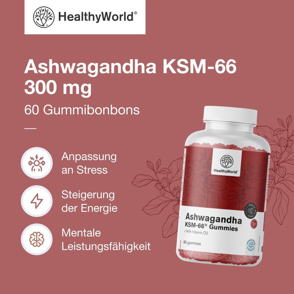 HealthyWorld | Ashwagandha KSM-66 300 mg - 60 Gummibonbons