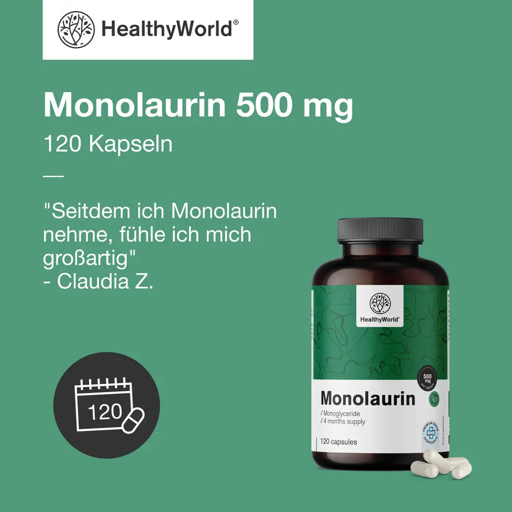 HealthyWorld | Monolaurin 500 mg – 120 Kapseln