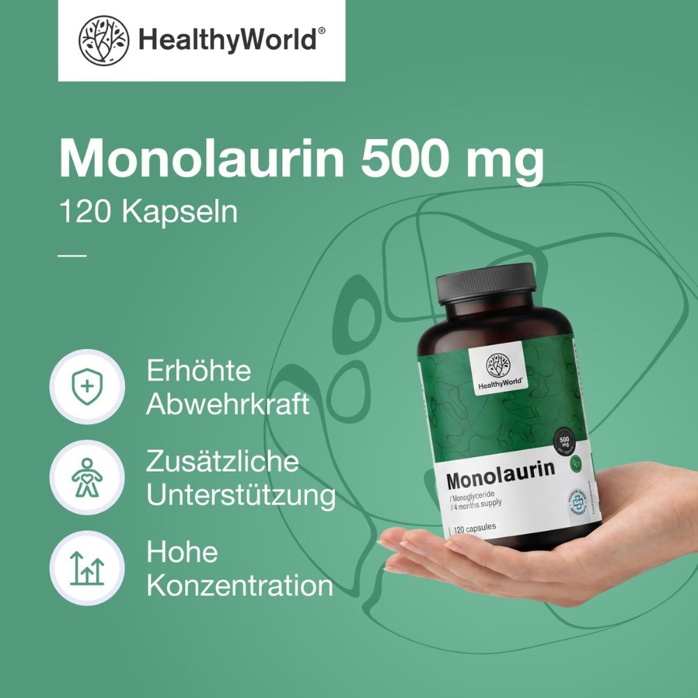 HealthyWorld | Monolaurin 500 mg – 120 Kapseln