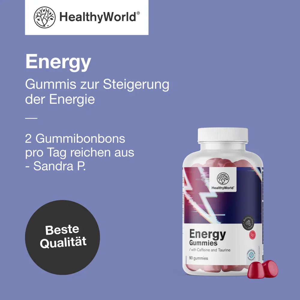 HealthyWorld | Energy – Gummis für Energie & weniger Müdigkeit – 90 Gummibonbons