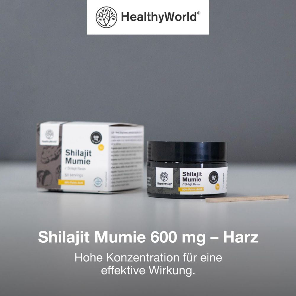 HealthyWorld | Shilajit Mumie 600 mg – Harz zum Ausgleich von Körper und Geist - 30 g