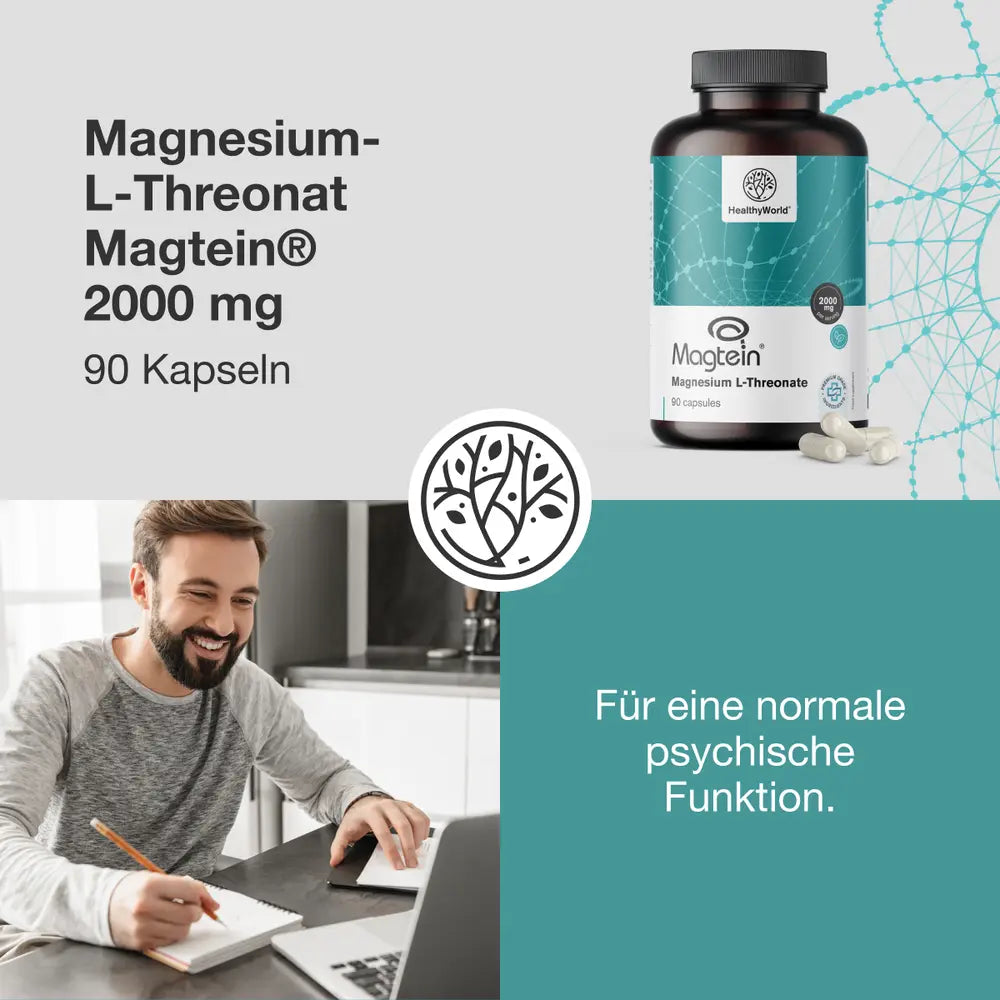 HealthyWorld | Magnesium Magtein® L-Threonat  2000 mg - 90 Kapseln