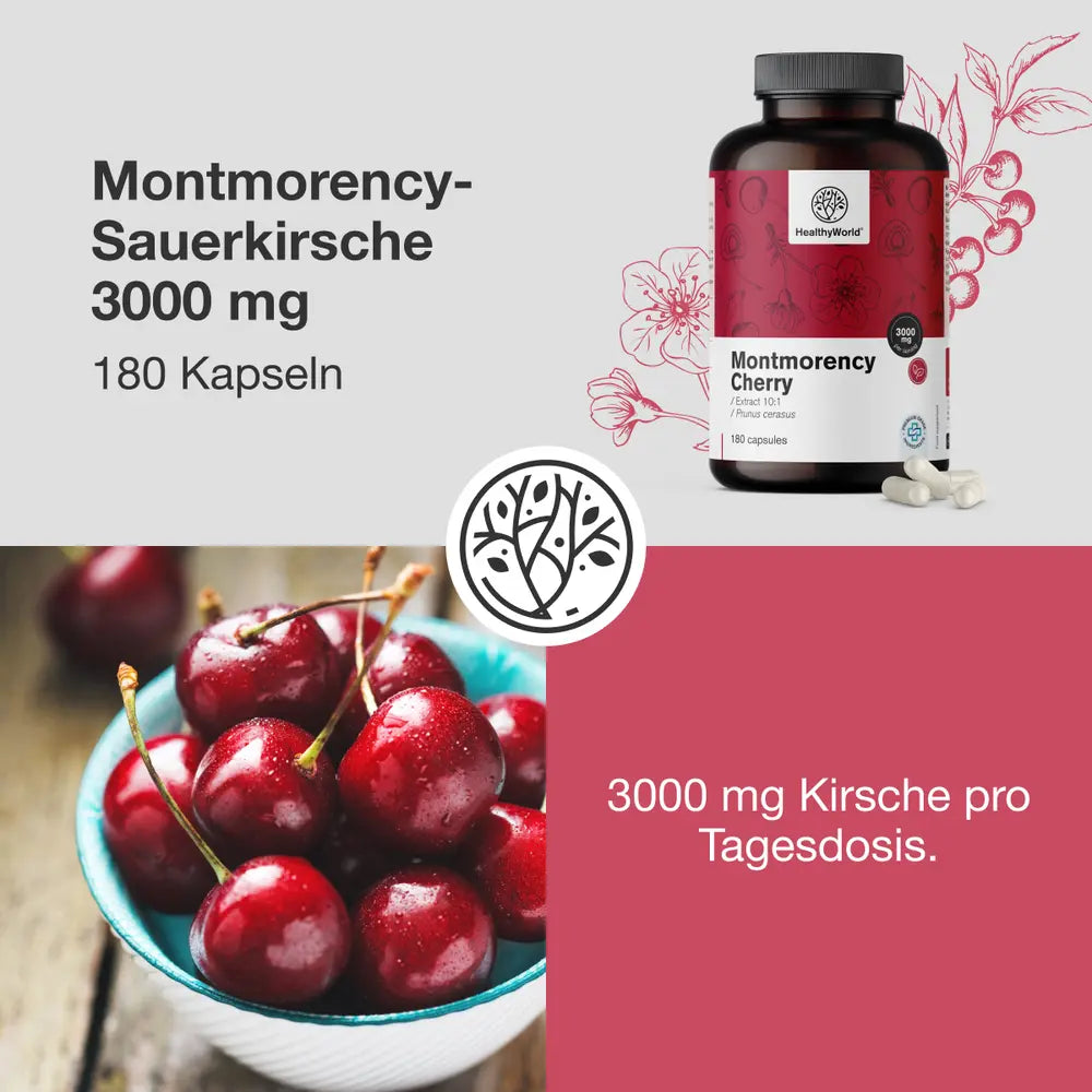 HealthyWorld | Montmorency-Sauerkirsche 3000 mg - 180 Kapseln