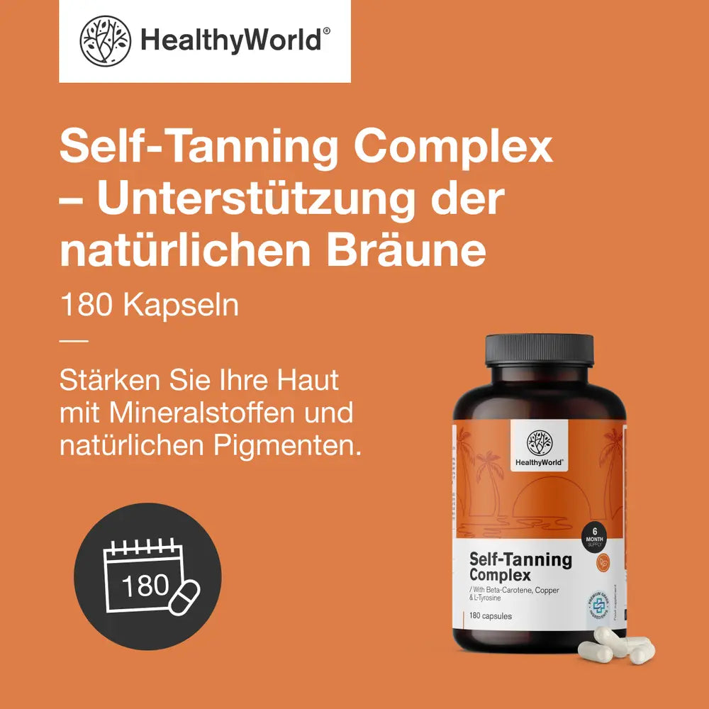 HealthyWorld | Self-Tanning Complex – Unterstützung der natürlichen Bräune - 180 Kapseln