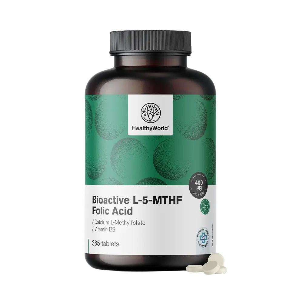 HealthyWorld | Aktive Folsäure L-5-MTHF Schwangerschaftsvitamin - 365 Tabletten