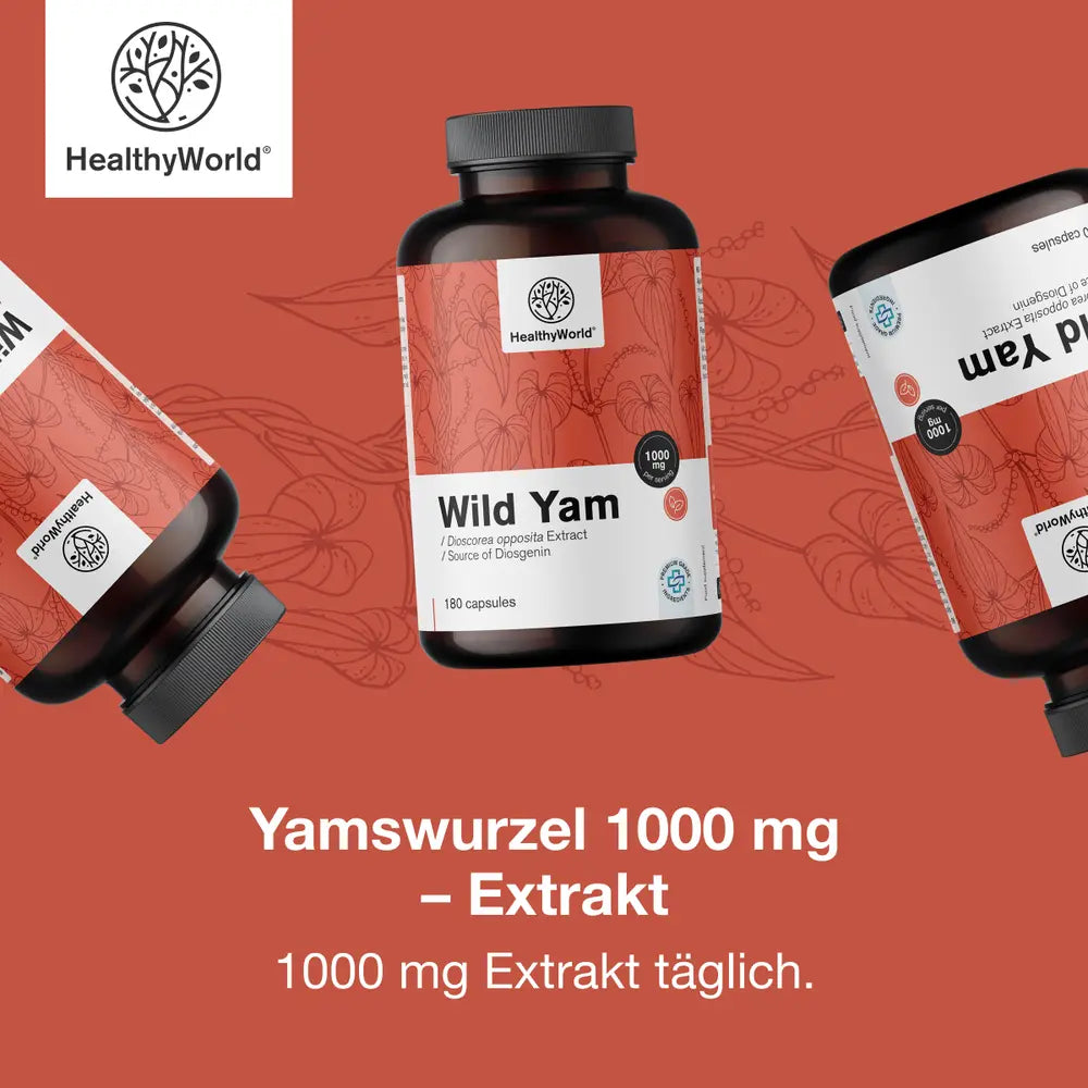 HealthyWorld Yamswurzel 1000 mg – Extrakt – 180 Kapseln