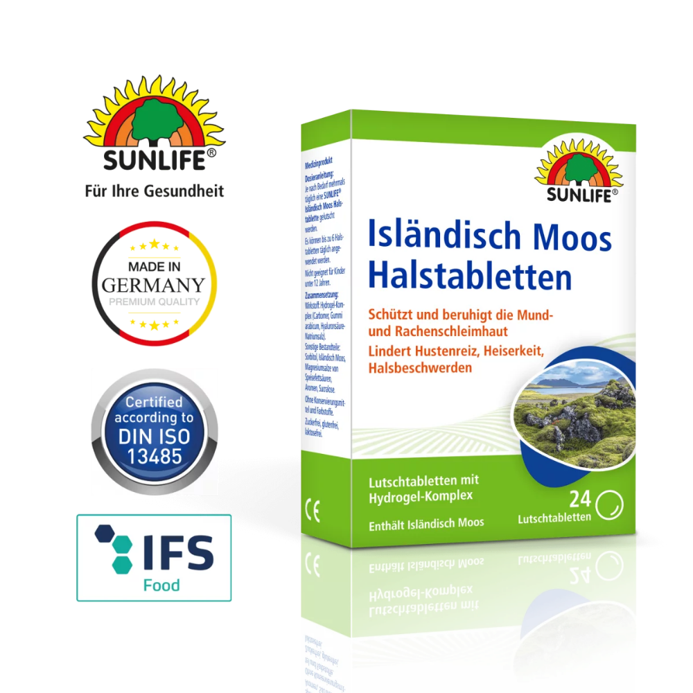 Sunlife | Halstabletten Isländisch Moos - 24 Stück