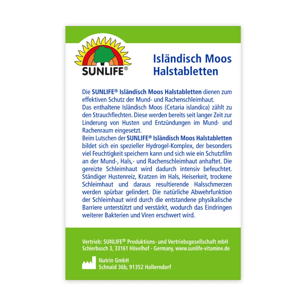 Sunlife | Halstabletten Isländisch Moos - 24 Stück