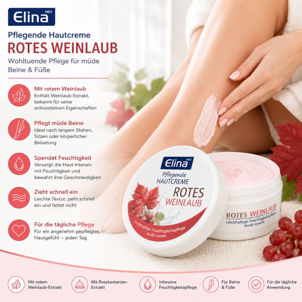 Elina Med | Rotes Weinlaub pflegende Hautcreme - 150ml