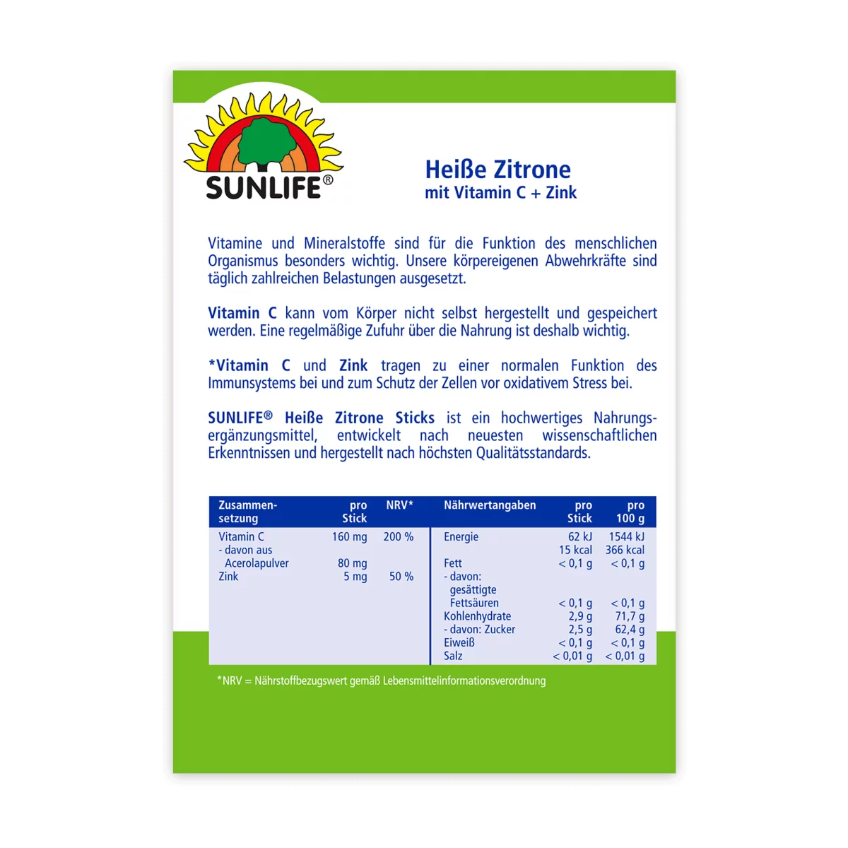 Sunlife | Heiße Zitrone mit Vitamin C + Zink