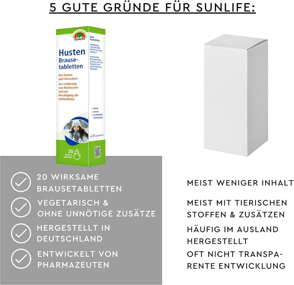 Sunlife | Husten Brausetabletten mit Acacia Senegal - 20 Stück