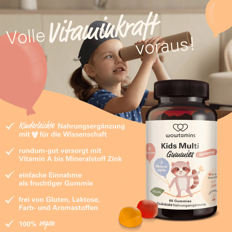 WOWTAMINS I Kids Multi Gummies - ZUCKERFREI - 60 Gummies