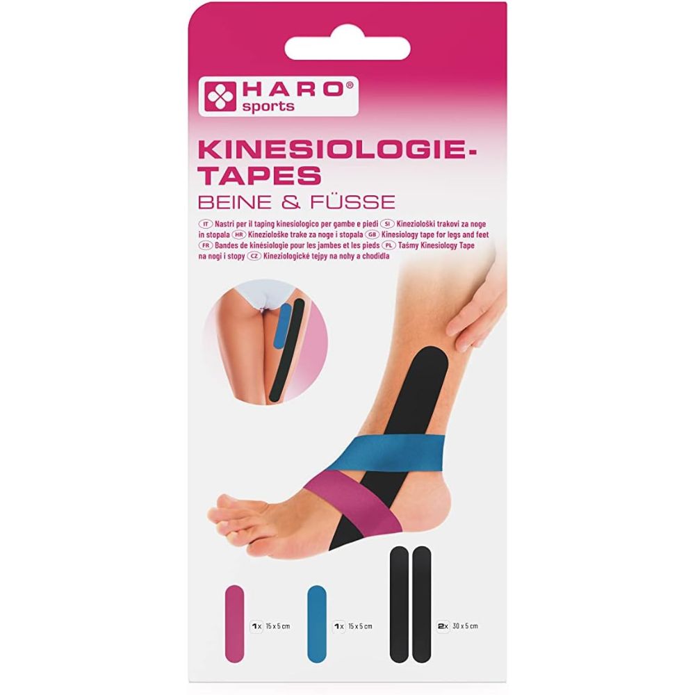 Haro | Kinesiologietapes für Beine und Füße - 2 Abschnitte mit 2 Größen