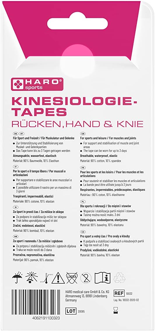 Haro | Kinesiologietapes Rücken, Hand und Knie - 8 Stück