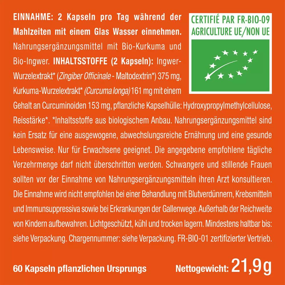 Nutrimea | Kurkuma & Ingwer  – 60 Kapseln