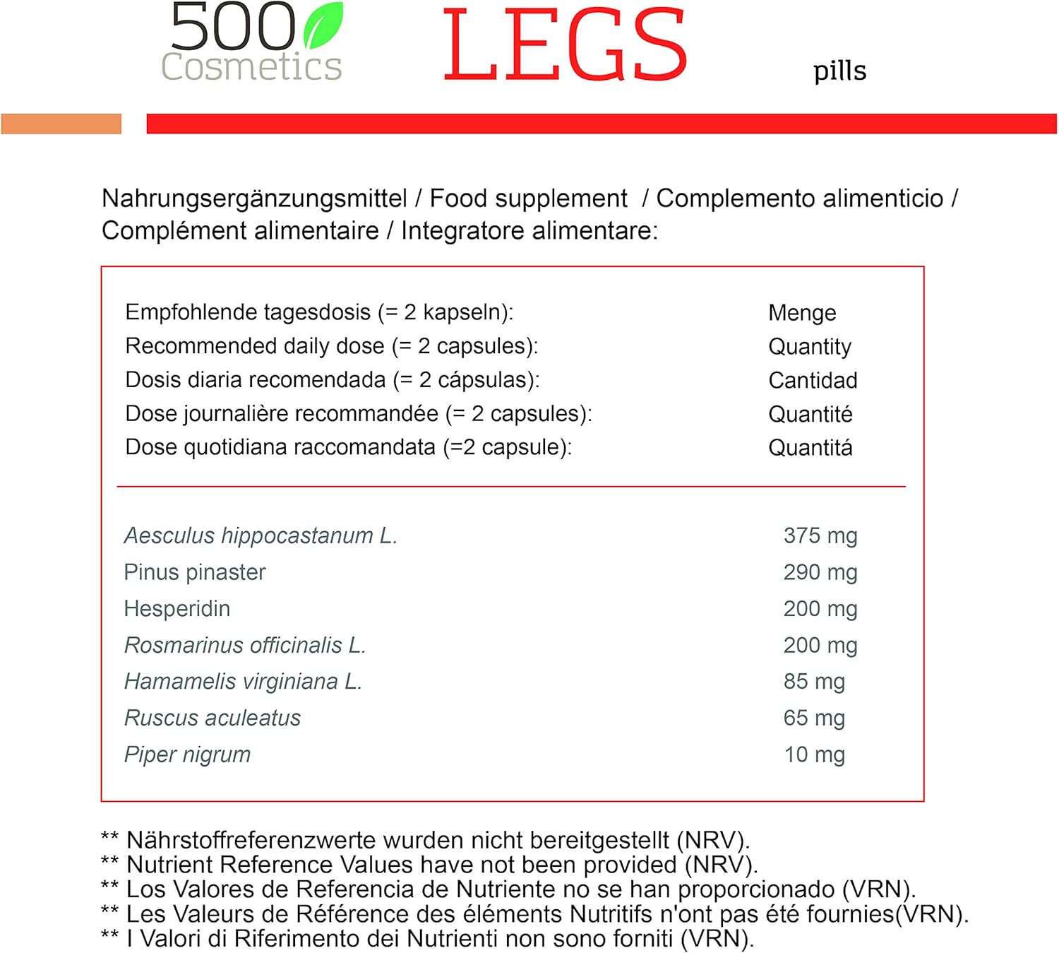 500Cosmetics | Legs - zur Vorbeugung von Krampfadern