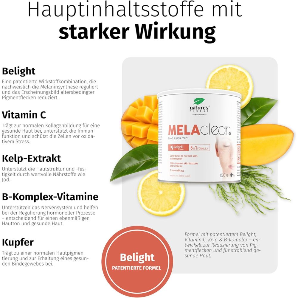 Nature's Finest | MELAclear+ gegen Pigmentflecken & für einen ebenmäßigen Hautton