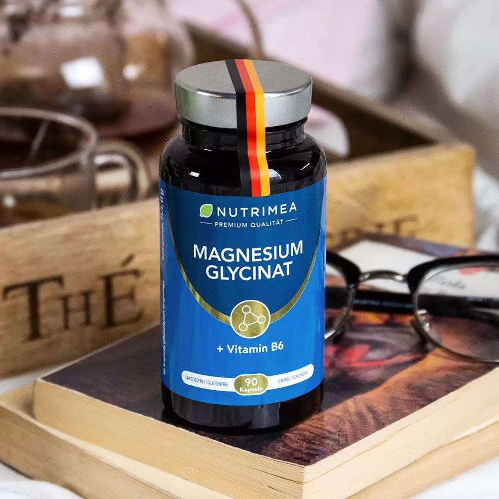 Nutrimea | Magnesium Glycinat + Vitamin B6 - Optimale Bioverfügbarkeit - 1,5 Monatsvorrat