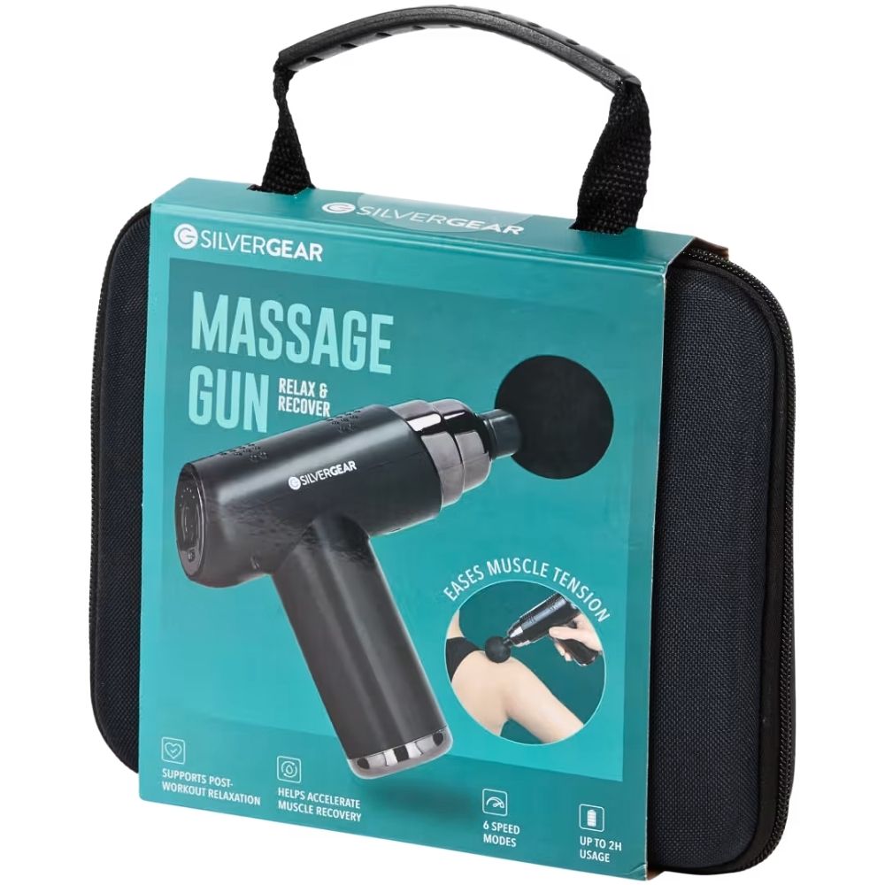 Silvergear | Massage Gun Pro – Massagepistole mit 6 Geschwindigkeitsstufen und 4 Aufsätzen