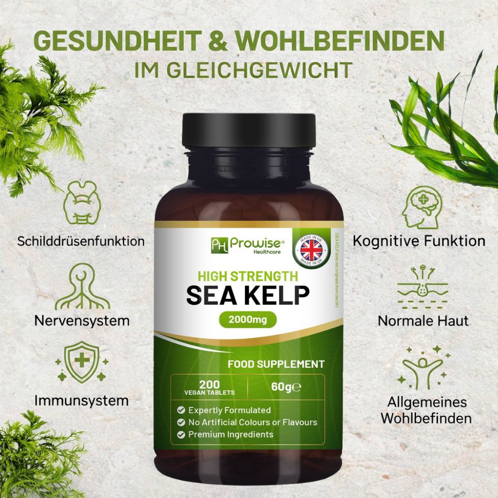 Prowise Healthcare | Meeresalgen 2000 mg - Natürliche Jodquelle - 200 vegane Tabletten