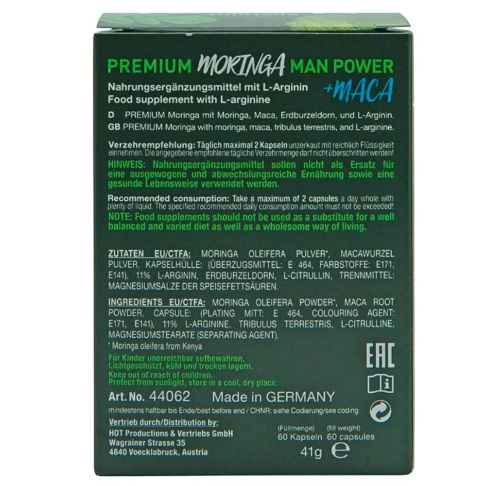 HOT | Moringa Man Power mit Maca und L-Arginin - Lustverstärker ohne Chemie