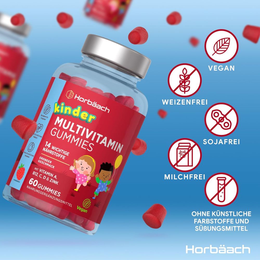 Horbaach | Multivitamin Gummibärchen für Kinder - 60 Stück