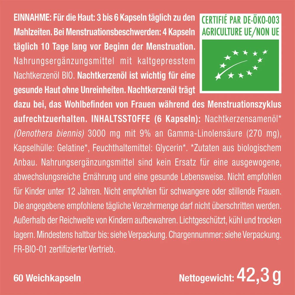 Nutrimea | BIO Nachtkerzenöl  – 60 Kapseln