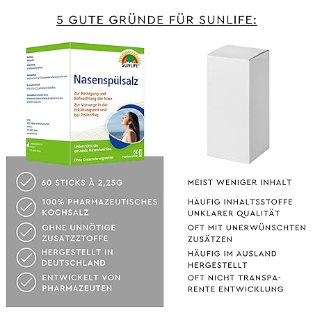 Sunlife | Nasenspülsalz 60 Sticks