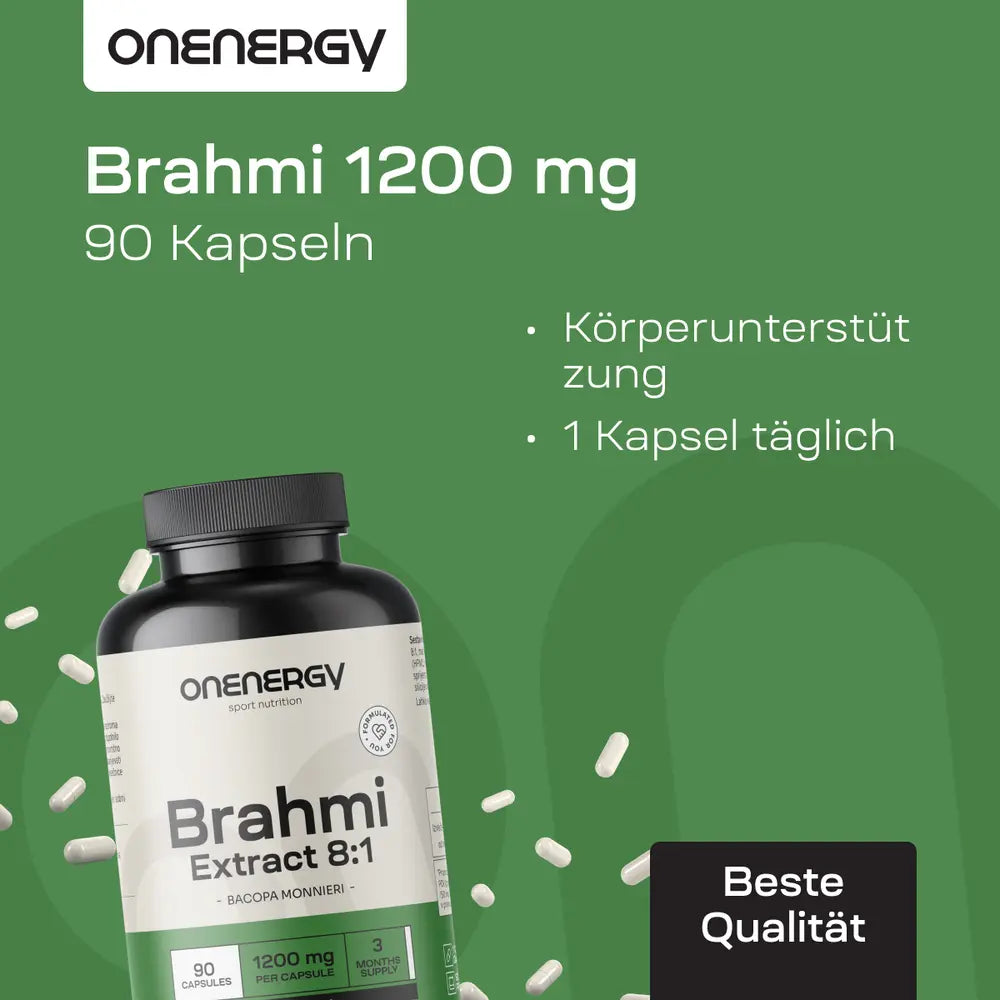 OnEnergy | Brahmi 1200 mg - Lernen, Konzentration und Denkfähigkeit - 90 Kapseln
