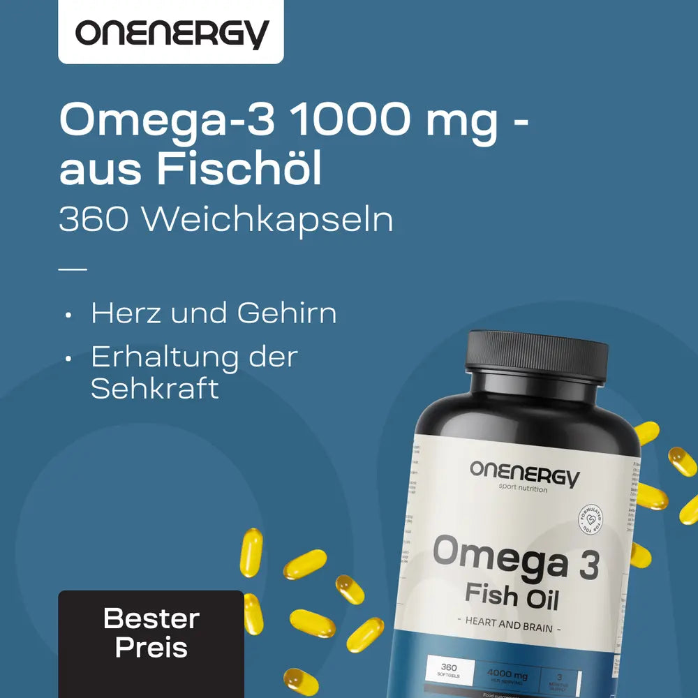 OnEnergy | Omega-3 1000 mg aus Fischöl - 360 Weichkapseln